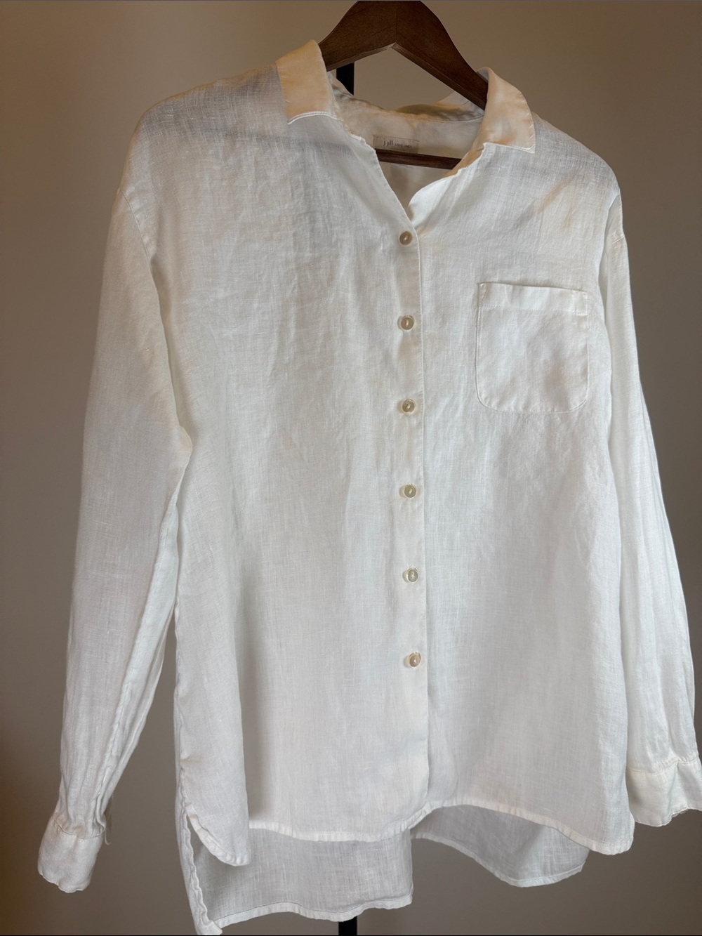 J. Jill White Love Linen Button-Up Long Sleeve Shirt | Size M - Picture 4 of 9